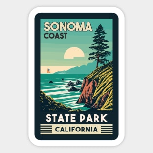 A Vintage Travel Art of the Sonoma Coast State Park - California - US Sticker